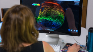 The new downloadable program allows you to view this SOS Explorer (TM) animation showing changing sea surface temperatures run on a laptop and displayed on a monitor. 