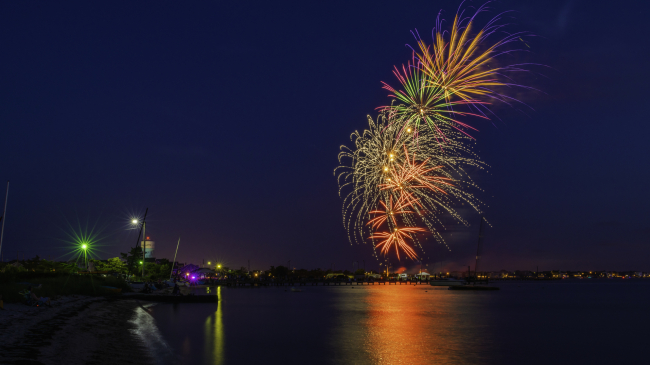 Fireworks over Lavallette Beach along the New Jersey Shore on the Fourth of July, 2019.