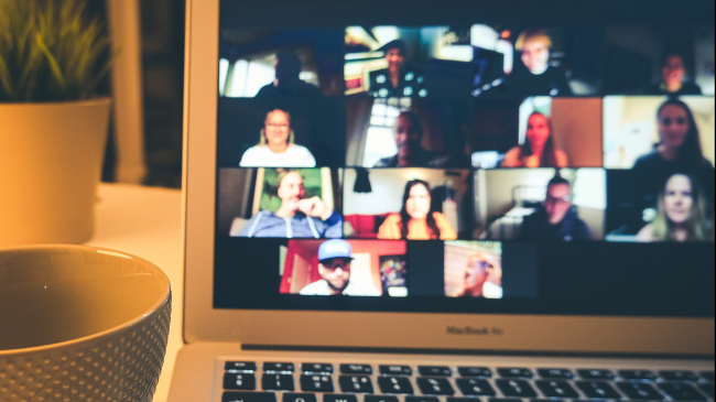 laptop showing conferencing windows