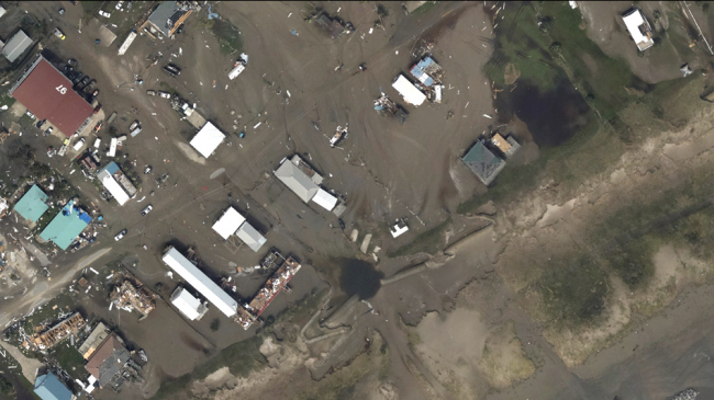 Damage from Hurricane Ida to Grand Isle, Louisiana, on August 31, 2021.