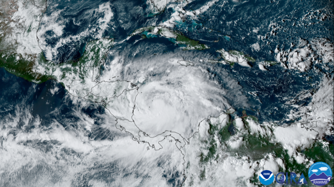 An image of Hurricane Julia from NOAA’s GOES-16 satellite from 4:30 pm Eastern on October 8, 2022.