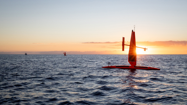 Saildrone Explorers in the Pacific Ocean.