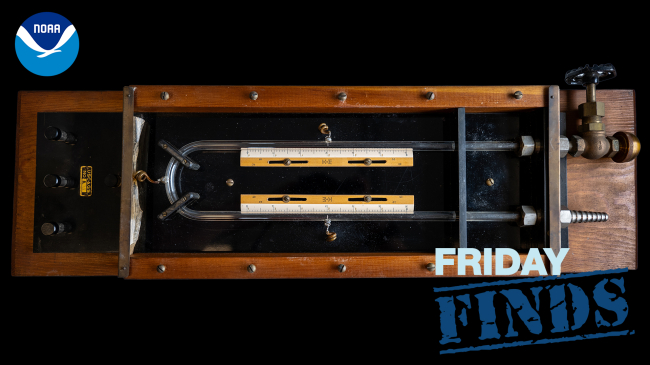 Photo of the u-tube tsunameter used on USC&GS Ship Pathfinder until 1970 to warn of impending tsunamis.