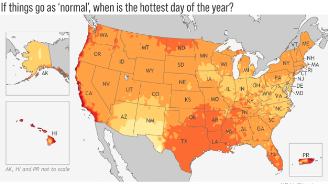 Warmest day of the year (1991-2020 average).