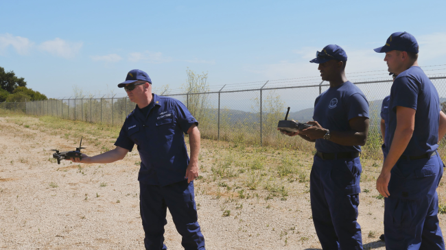 U.S. Coast Guard drone pilot launches commercial drone in Santa Barbara, CA 