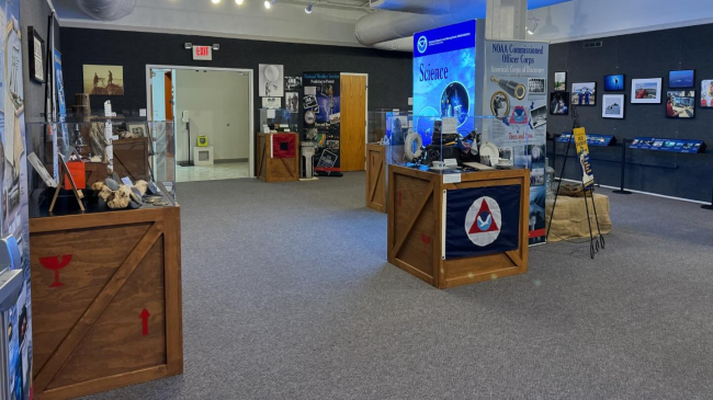 Photo of The Treasures of NOAA’s Ark exhibit on display at the Maritime Museum’s West Wing Gallery.