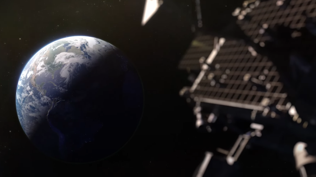 Photo of a NOAA satellite viewing Earth from orbit.