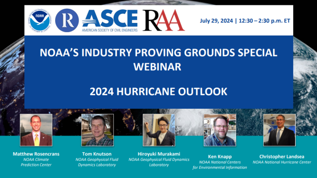Hurricane webinar slide - NOAA's industry proving grounds special webinar, 2024 hurricane outlook