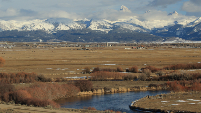 The Grand Tetons as seen from near Tetonia, Idaho, in 2015 — a low-snow year. NOAA predicts that winter 2024-2025 will bring wetter-than-average conditions for the Pacific Northwest and the Great Lakes states, with drier-than-average conditions expected from the Four Corners region of the Southwest to the Southeast, Gulf Coast and lower mid-Atlantic states. (Image credit: Andrew Wells, NOAA Weather in Focus Winner)