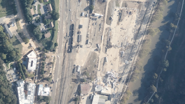 Aerial view of a destroyed building in Asheville, North Carolina, collected by NOAA aircraft on October 5, 2024.