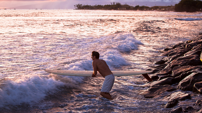 Surfing in Hawaiian Islands Humpback Whale National Marine Sanctuary.