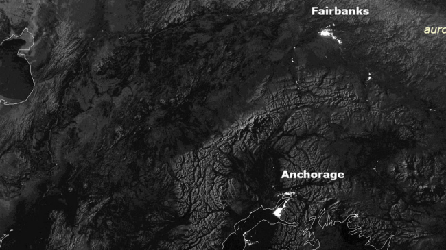 This image of Alaska was taken by the Visible Infrared Imaging Radiometer Suite's (VIIRS) Day-Night Band aboard NOAA's Suomi NPP satellite. The new JPSS-1 satellite will also have this instrument, which can see visible-spectrum light at night. This band allows forecasters to view features such as clouds, fog, smoke and even lights at night, which is an important feature for states like Alaska that have long nights in winter. 