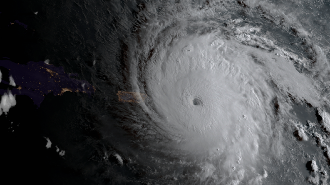GOES-16 geocolor image of Hurricane Irma taken September 6, 2017 at 7:15 a.m. Eastern.