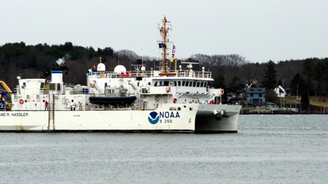 The NOAA Ship Ferdinand Hassler heads out to survey. 2016 marks the nation's 182nd hydrographic surveying season, collecting data for over two thousand square nautical miles in high-traffic U.S. coastal waters.