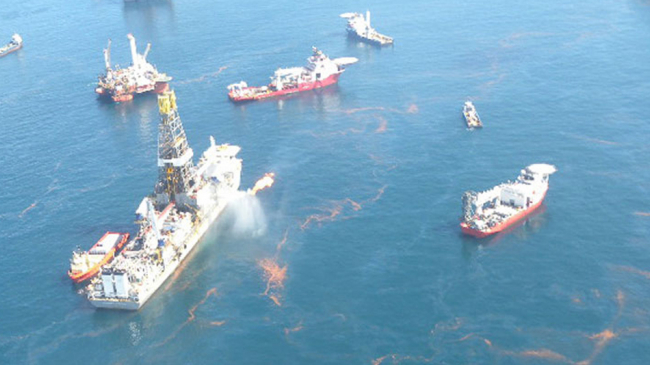A view of the oil source as seen during an overflight on May 20, 2010.