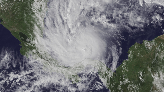 Hurricane Otto in the Caribbean Sea on November 22, 2016. GOES-13 satellite image from the NOAA Environmental Visualization Lab.