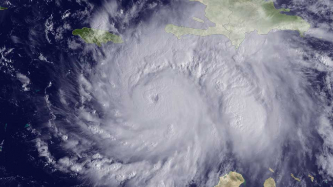 The GOES East satellite captured this image of Hurricane Matthew, currently located about 220 miles southeast of Kingston, Jamaica, at 1315 UTC on October 3, 2016. 