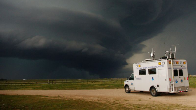 What causes a tornado? NOAA research continues
How tornadoes form is still unclear, which is why NOAA researchers conduct field campaigns to uncover answers. Scientists at NOAA laboratories collect data during on-the ground research projects like VORTEX2 (pictured above) to help National Weather Service forecasters better understand the storms that produce tornadoes. A current project, VORTEX Southeast, focuses on the environmental and social factors that make tornadoes in the southeastern United States