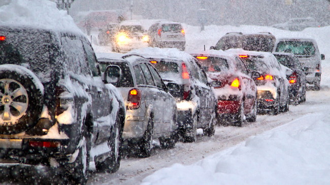 Traveling in winter weather. 