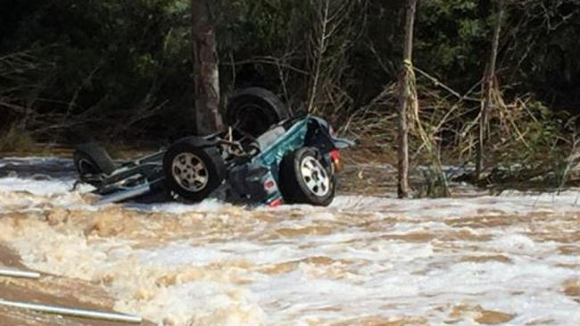 Near deadly but successful swiftwater rescue on the San Diego River overtopping the San Diego Mission Road during the night of February 27, 2017.