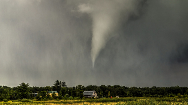 Tornadoes seen over Minnesota farmland, August 24, 2014.