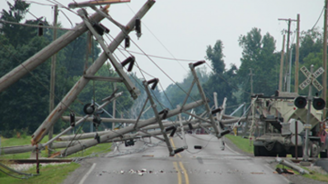 Damage from strong coastal wind and rain.