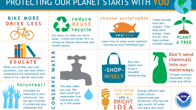 Infographic showing ten things you can do to protect the earth.