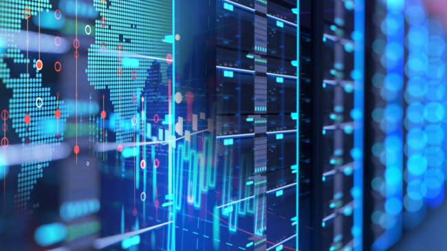 Corridor of computer servers