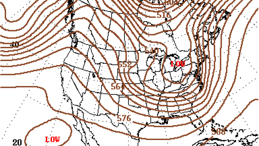 A sample 500 millibar upper air chart