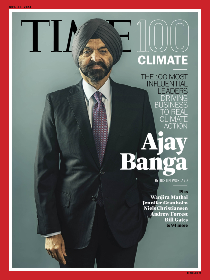 Magazine cover of Time100 Climate List, November 2024.