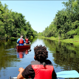 Paddling boats in the Gulf of Mexico