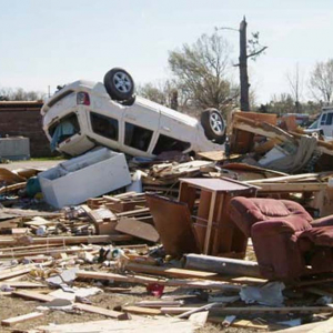 Tornado damage.