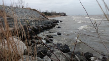 Hardened shoreline structures near Ogden Dunes, Indiana