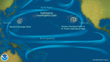 Marine debris accumulation locations in the North Pacific Ocean.
