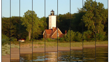 This visualization, using photo bars, shows impacts of rising lake levels at a set location. 