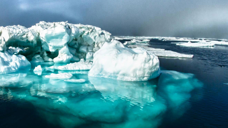 An iceberg spotted from NOAA Ship Fairweather during a mission to map areas of the Arctic.