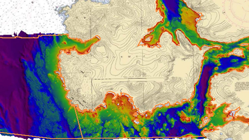Hydrographic survey coverage overlaid on a nautical chart around West Prince of Wales Island, Alaska.