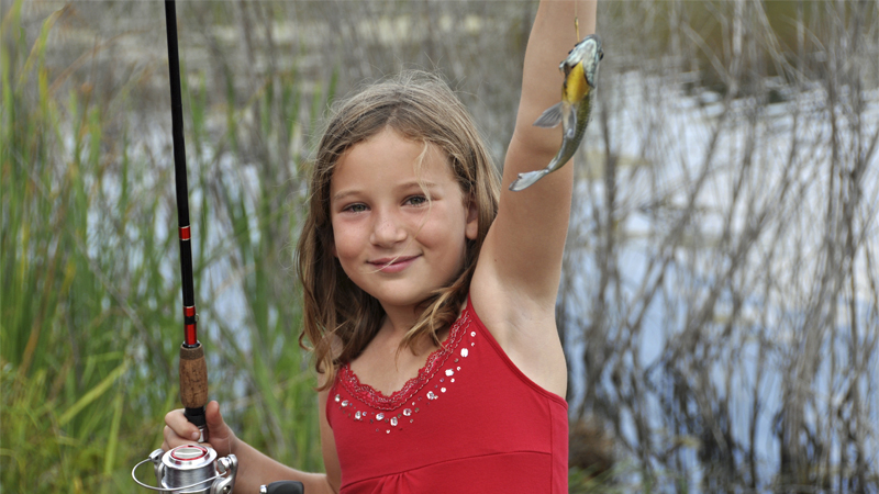 Girl fishing.