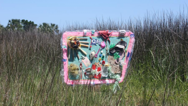 Tom C. and Angela B., first place winners of Washed Up: A Marine Debris Art Contest 2019.