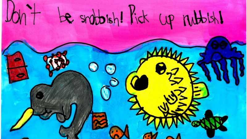 Verona M., Grade 1, is a winner of the NOAA Marine Debris Program Art Contest 2019.