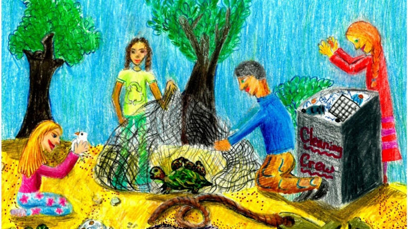 Julia K., Grade 5, is a winner of the NOAA Marine Debris Program Art Contest 2019.