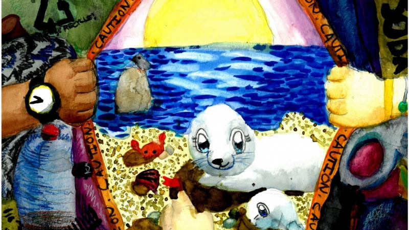 Amy H., Grade 5, is a winner of the NOAA Marine Debris Program Art Contest 2019.