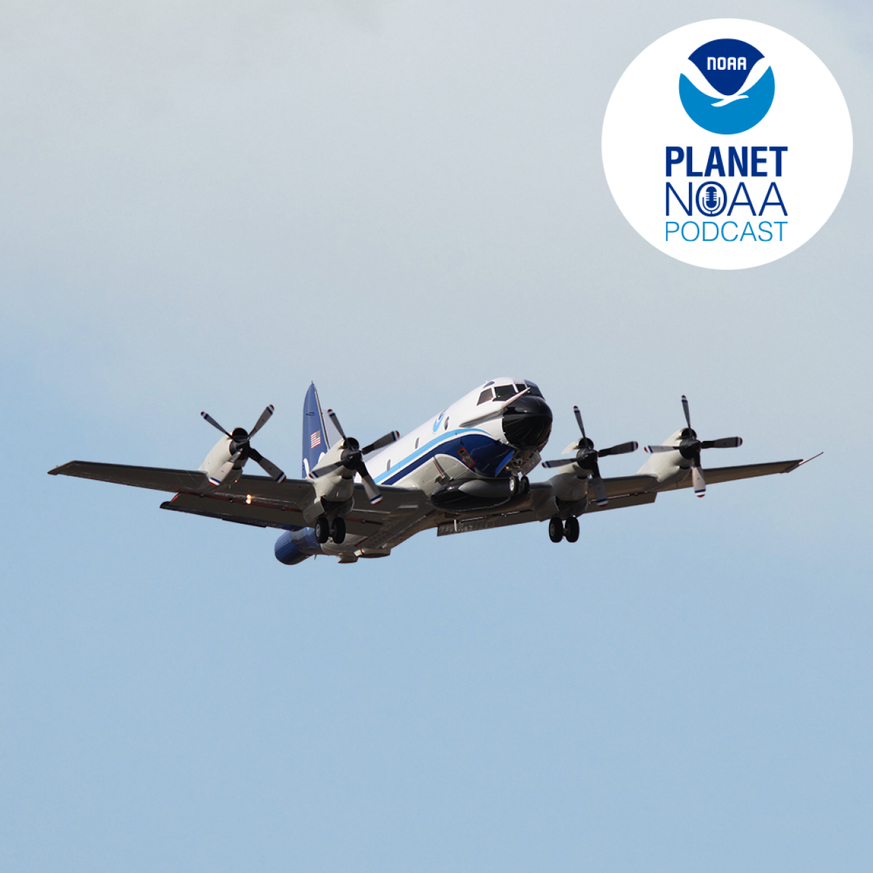 NOAA Hurricane Hunter flies through the sky.
