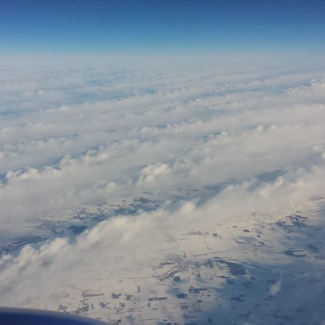 Lake Effect snow bands from a Southwest Flight from FNT to MCO at 35,000ft. To see them from above really shows their formation.
