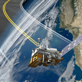 Artist's rendering of the JPSS-1 satellite in orbit.