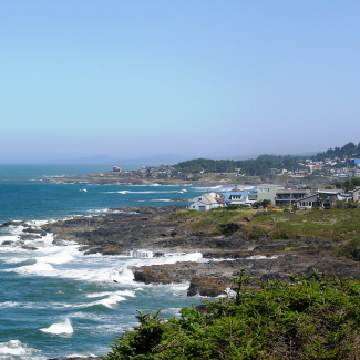 Waves crashing against Orgon coastline