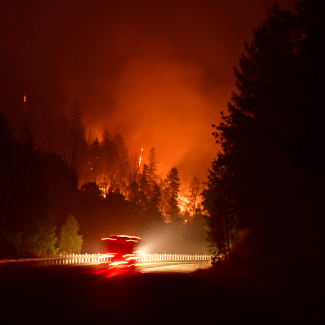 Wildfire in Rum Creek, Oregon.
