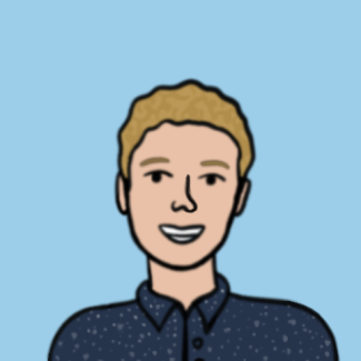 Cartoon illustration of Sean Russell.