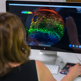 The new downloadable program allows you to view this SOS Explorer (TM) animation showing changing sea surface temperatures run on a laptop and displayed on a monitor. 