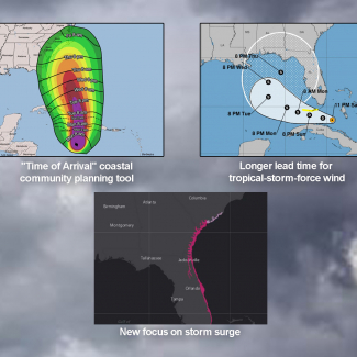 Mosaic image showing new NOAA hurricane products. 